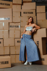 The Verve Side-Slit Denim Skirt